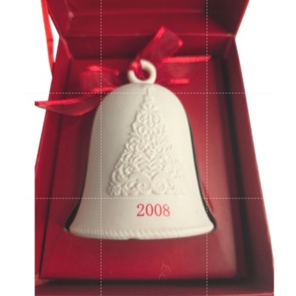 Hallmark Porcelain Dated Bell 2008 Christmas Tree Ornament Boxed